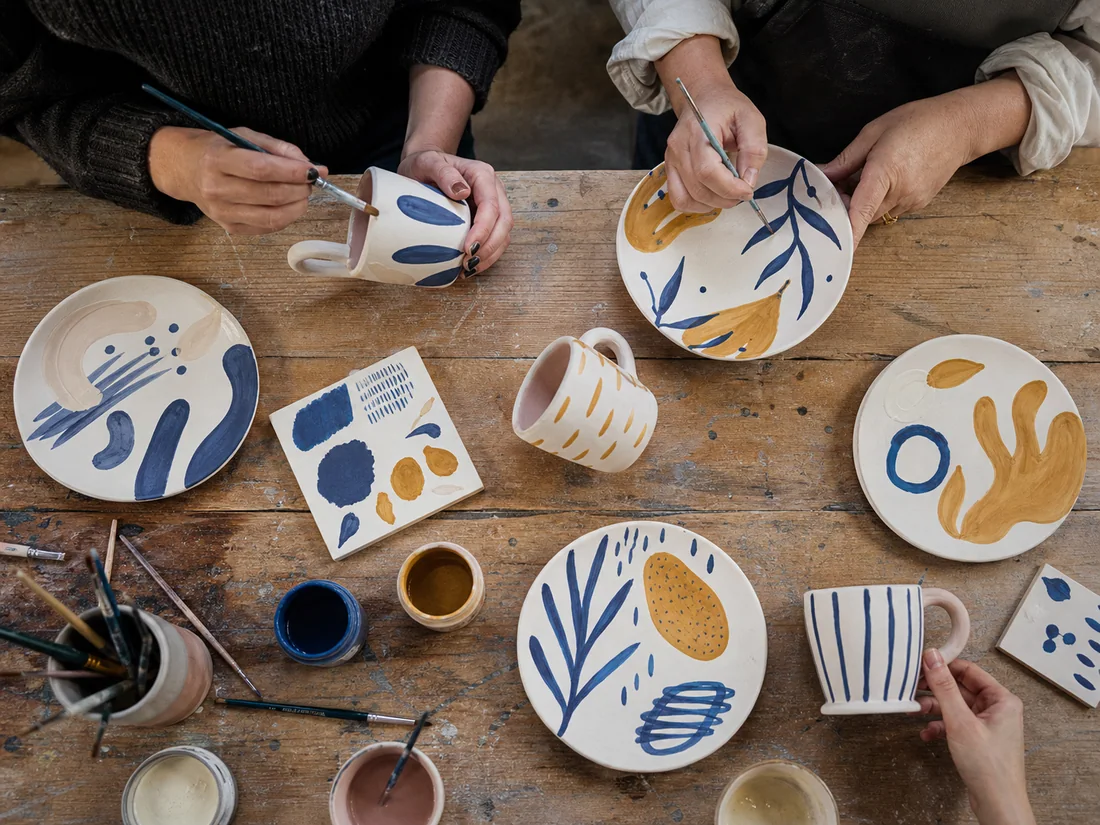Ceramic Painting Class at Learn Pottery Studio